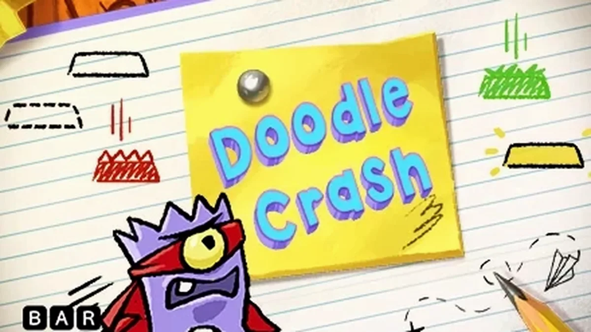 Interface do jogo Doodle Crash em um smartphone